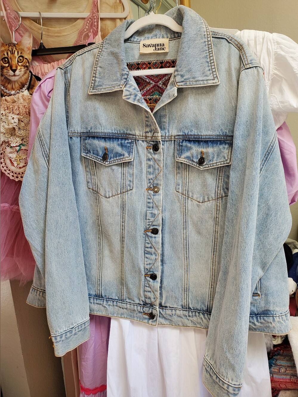 Savanna Jane RARE Deadstock Embroidered Back Denim Jacket Size 2X - Picture 2 of 9
